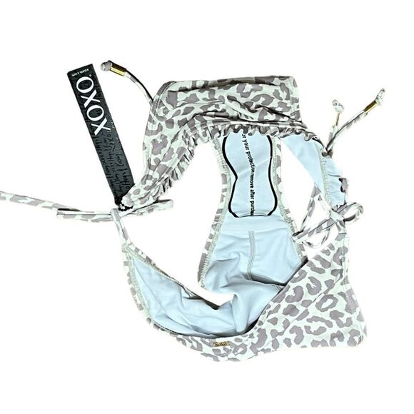 XOXO Women’s Gray And Cream Cheetah Print String Bikini Bottoms, Size M, NWT - Picture 5 of 5